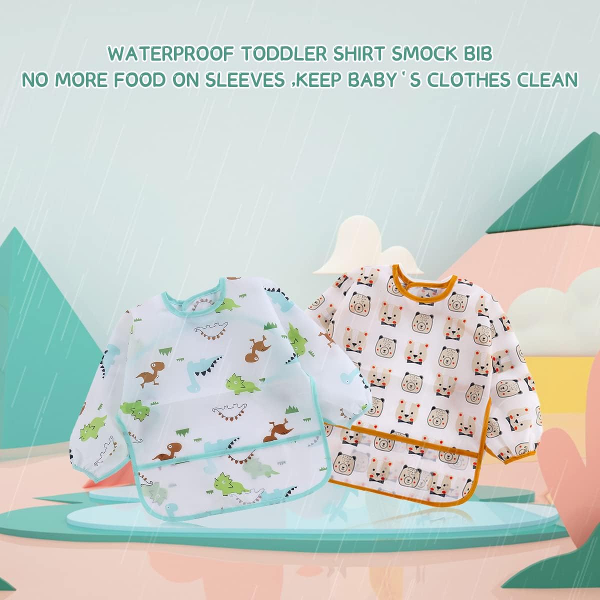 HaimoBurg 5 Pcs Long Sleeved Baby Toddler Bibs Waterproof Sleeved Bib 3-24 Months - Image 6